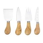 4pcs Cheese Knife Set with Wooden Handle with Logo