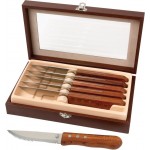 Niagara Cutlery Rosewood 6-Piece Steak Knife Set with Logo