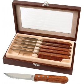 Niagara Cutlery Rosewood 6-Piece Steak Knife Set with Logo