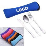 3 in 1 Travel Cutlery Set with a Neoprene Bag with Logo