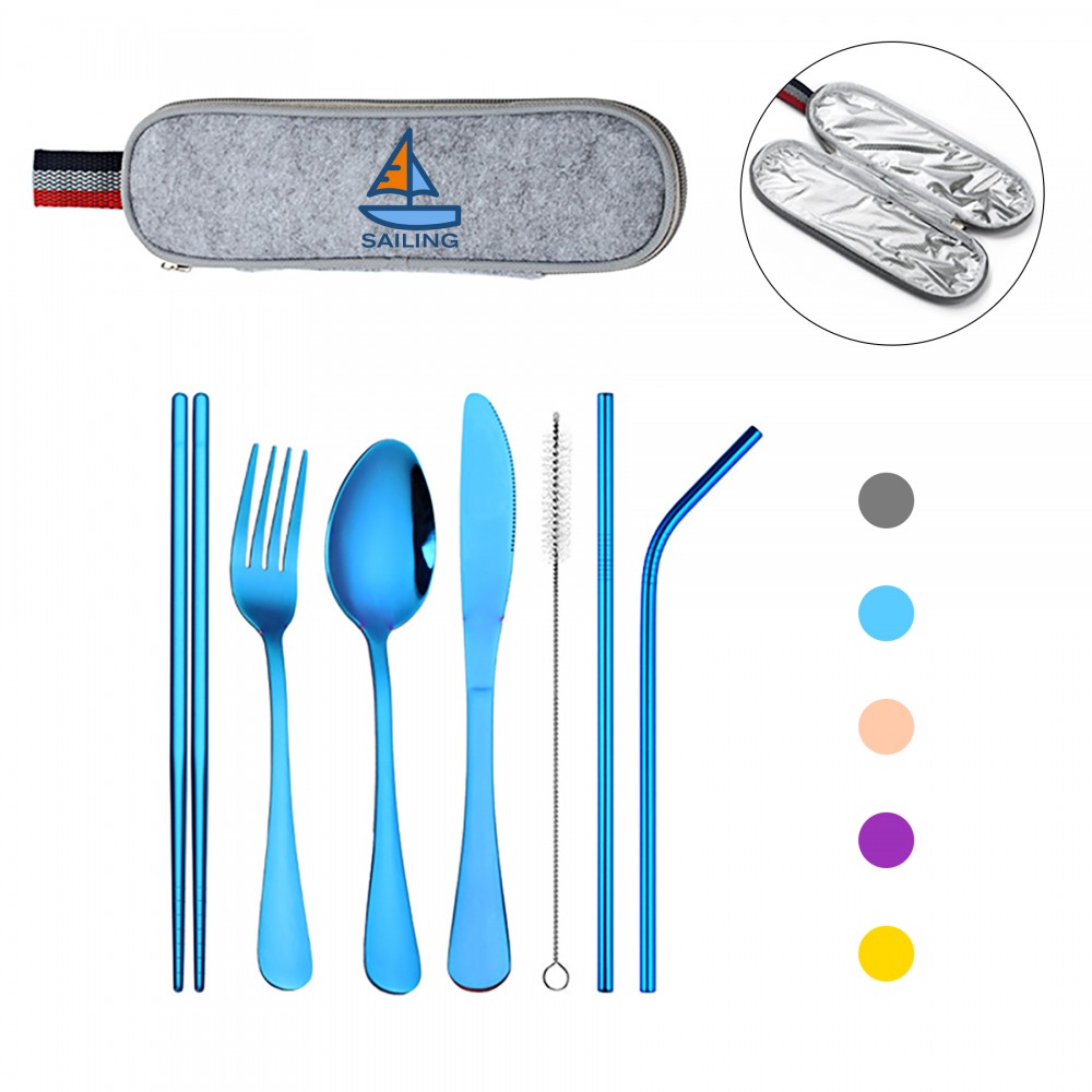 8 PCS Stainless Steel Tableware Sets Logo Branded 8 PCS Stainless Steel Tableware Sets Logo Branded