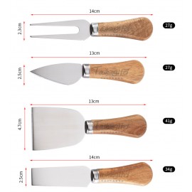 4 Piece Stainless Steel Cheese Knife Set with Logo