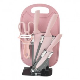 Custom Wheat Straw Stainless Steel Chef Knife Set with Cutting Board and Stand