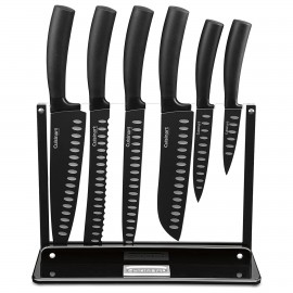 Promotional Cuisinart Classic Nonstick Edge Collection 7-Piece Cutlery Knife Set with Acrylic Stand, Black