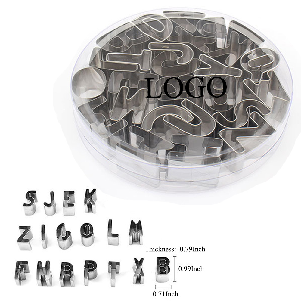 Logo Branded 37Pcs Stainless Steel English Letters And Numbers Cookie Cutter Set