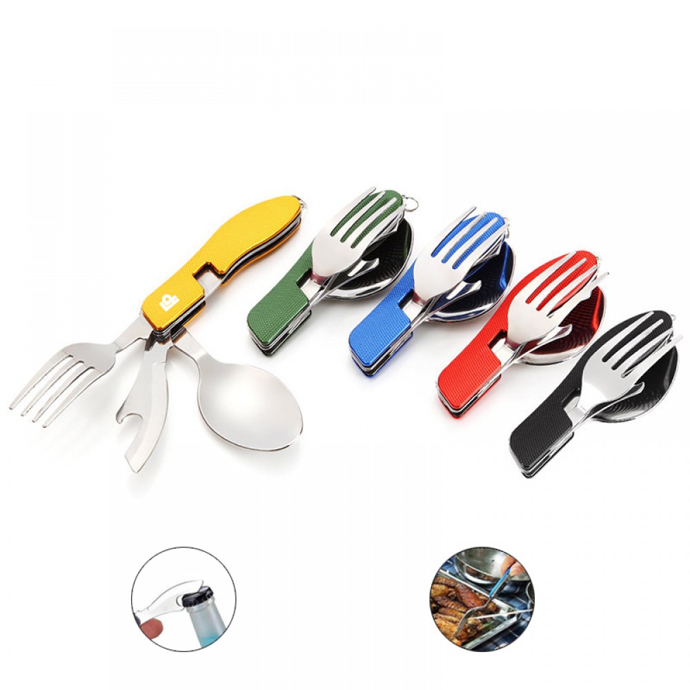 Custom Imprinted Multi-function stainless steel foldable fork spoon knife Custom Imprinted Multi-function stainless steel foldable fork spoon knife
