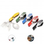 Custom Imprinted Multi-function stainless steel foldable fork spoon knife
