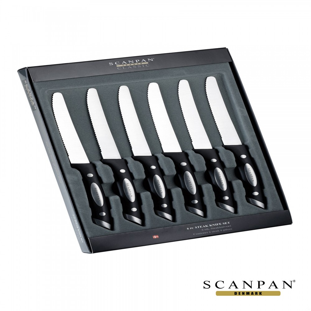 Personalized Scanpan 6pc Steak Knife Set - Black