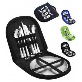 6Pcs Cutlery Set For 2 Person With Portable Bag Custom Imprinted