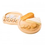 Logo Branded Circular Wooden Cheese Board and Tool Set
