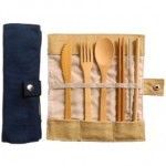 Custom Imprinted 5 Set Bamboo Cutlery with Carrying Bag