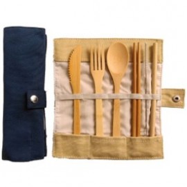Custom Imprinted 5 Set Bamboo Cutlery with Carrying Bag  Custom Imprinted 5 Set Bamboo Cutlery with Carrying Bag