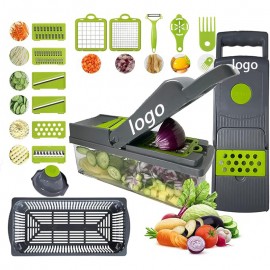 Logo Branded 15-in-1 Multifunctional ABS Vegetable Fruit Chopper
