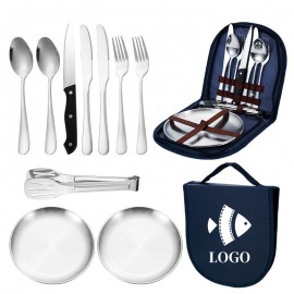 Logo Branded Stainless Steel Outdoor Cutlery - 10-Piece Set