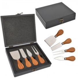 Custom Imprinted Gourmet Wood Cheese Set w/Case  Custom Imprinted Gourmet Wood Cheese Set w/Case