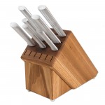 Logo Branded Essential Oak Block Set w/ Silver Handle