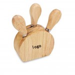 3-Piece Cheese Knife Set with Wood Stand Custom Imprinted