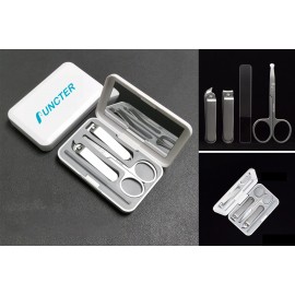 4 in 1 Stainless Steel Professional Pedicure Kit Nail Scissors Grooming Kit With White Box Mirror with Logo