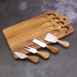 Custom Cutting Board With Cheese Knife Set
