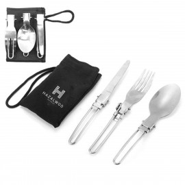 Logo Branded Folding Stainless Steel Flatware Set  Logo Branded Folding Stainless Steel Flatware Set