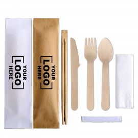 Custom Imprinted 5.51" Knife Fork Spoon Chopsticks Disposable Tableware Set