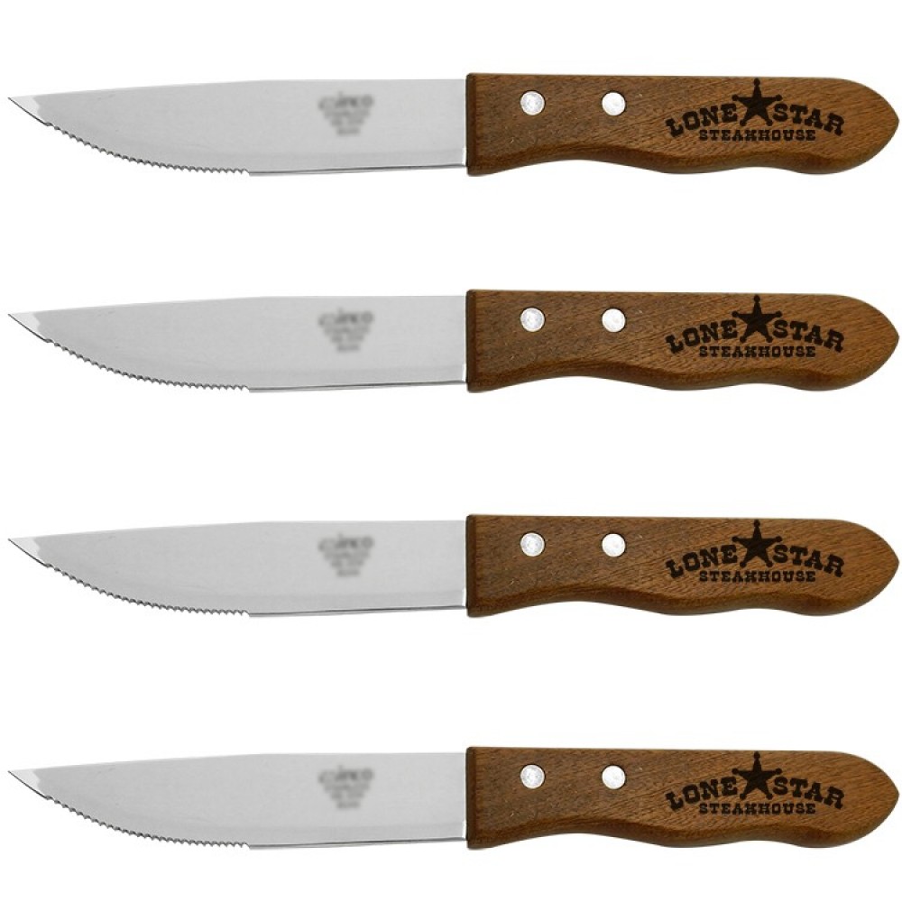 Wood Jumbo Steak Knife Set with Logo