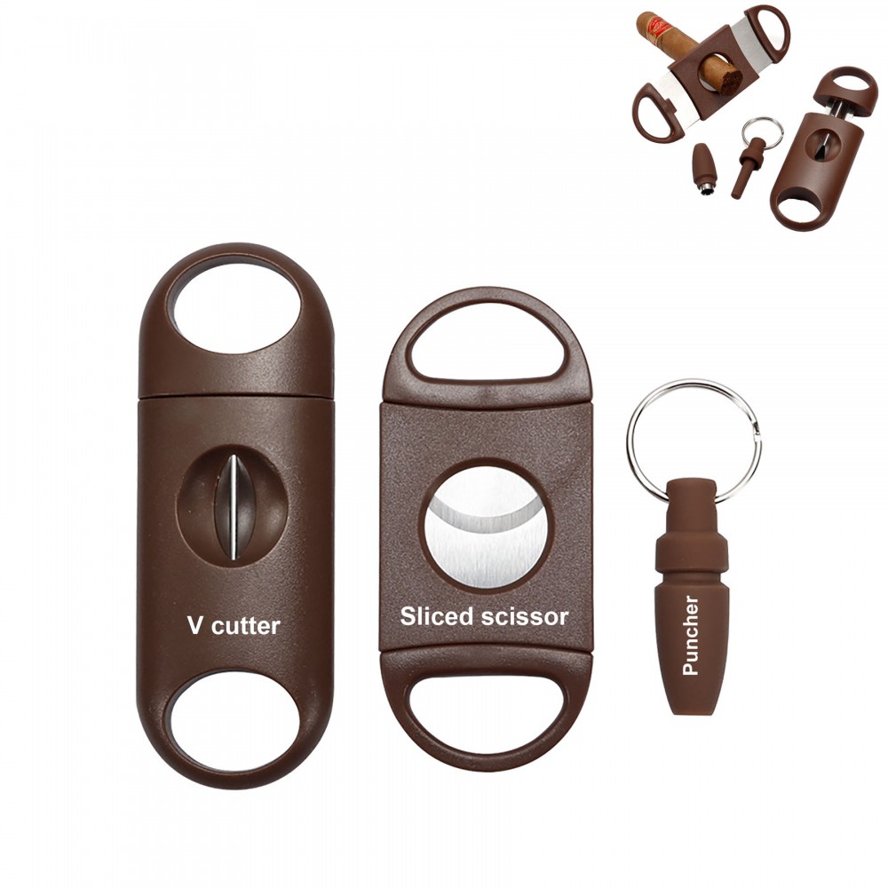 3 Classic Cigar V-Cutter Set Logo Branded