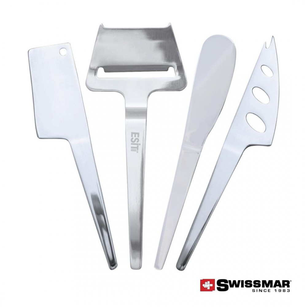 Swissmar Slim-Line Cheese Knife Set - 4pc with Logo Swissmar Slim-Line Cheese Knife Set - 4pc with Logo
