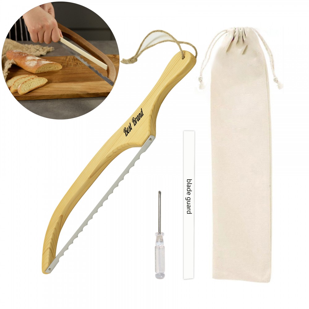 Wooden Bread Knife Set Custom Imprinted