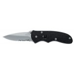 Mini Fast Draw Folding Serrated Knife w/ Safety Lock Release (3") with Logo