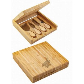 Custom Delight Bamboo Cheese Set w/4 Tools  Custom Delight Bamboo Cheese Set w/4 Tools