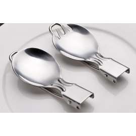 Logo Branded 2 in 1 Camping Utensils Stainless Steel Foldable Folding Spoon  Logo Branded 2 in 1 Camping Utensils Stainless Steel Foldable Folding Spoon