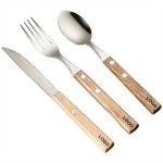 Wooden handle Stainless Steel Utensils Logo Branded