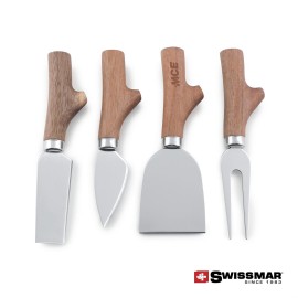 Swissmar Acacia Handle Cheese Knife Set - 4pc with Logo