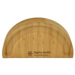 Customized Bamboo Swivel Cheese / Charcuterie Board with 4 integrated ceramic bowls and 3 piece knife set