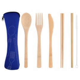 Bamboo Travel Utensils 6 Pieces Set with Logo