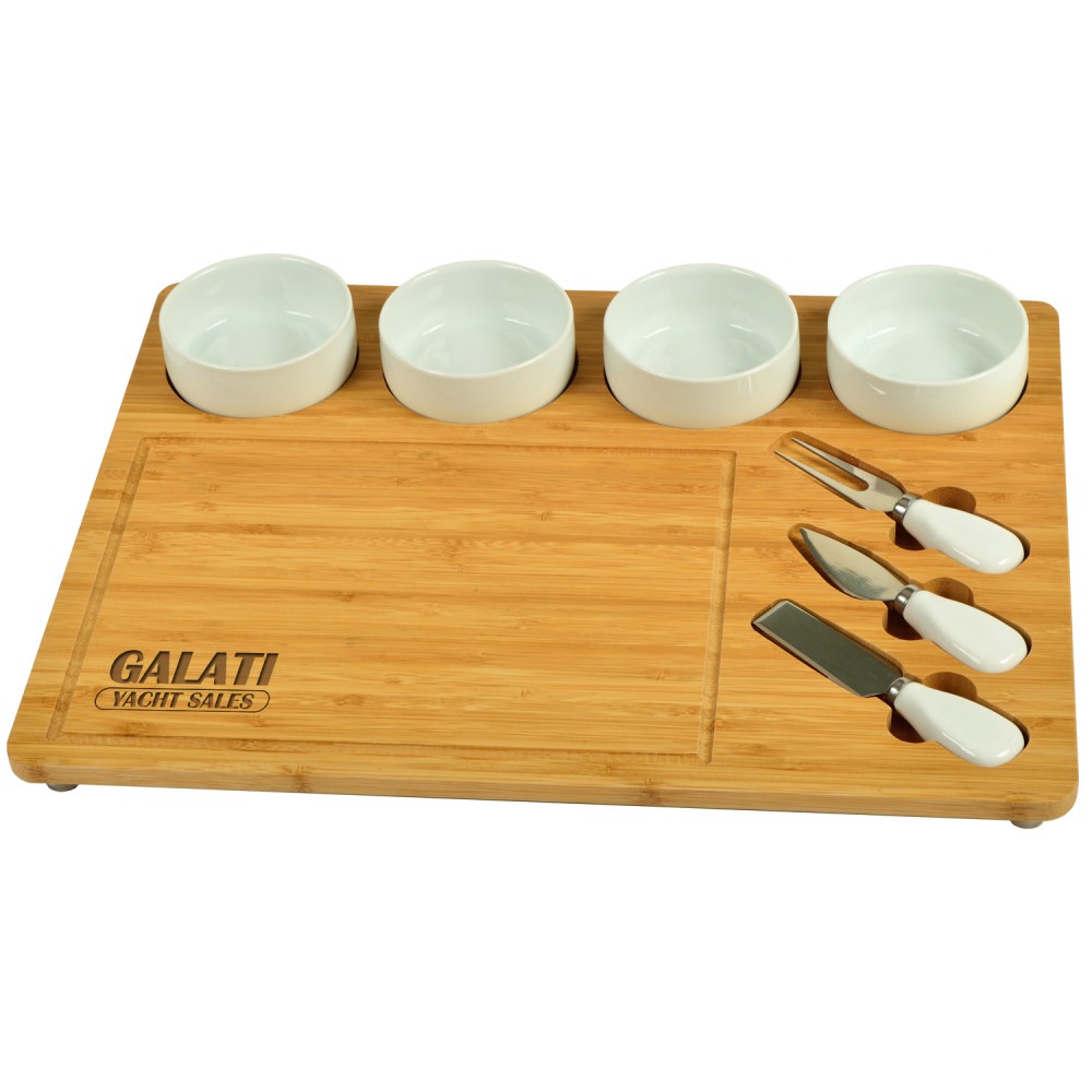 8 Piece Large Bamboo Cheese Board Set Custom Imprinted