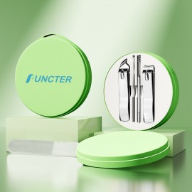 4-in-1 travel nail cutter Kit with Round Storage Case with Logo