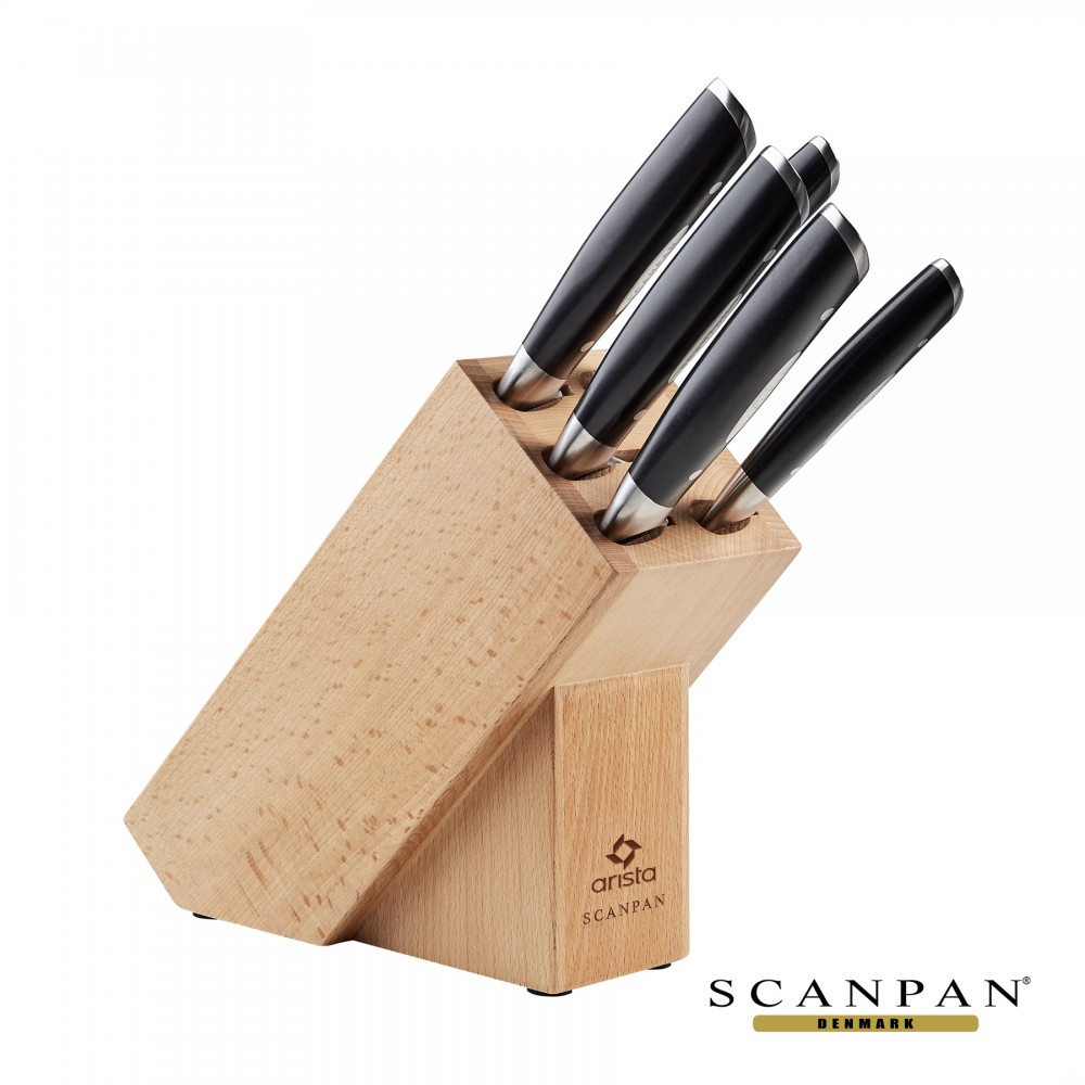 Scanpan Classic 6pc Knife Block Set - Black with Logo