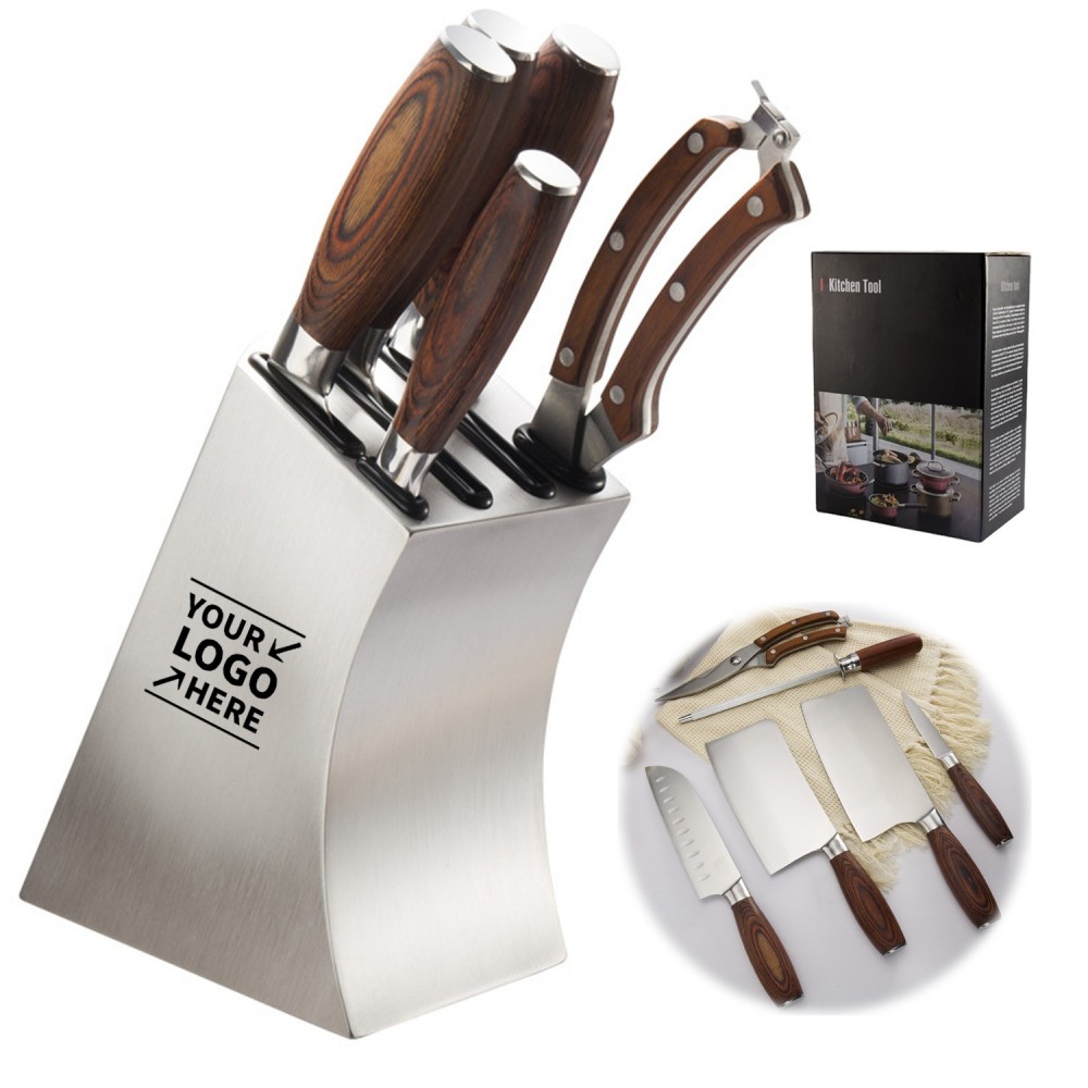 Logo Branded 7Pcs Stainless Steel Kitchen Knife Set