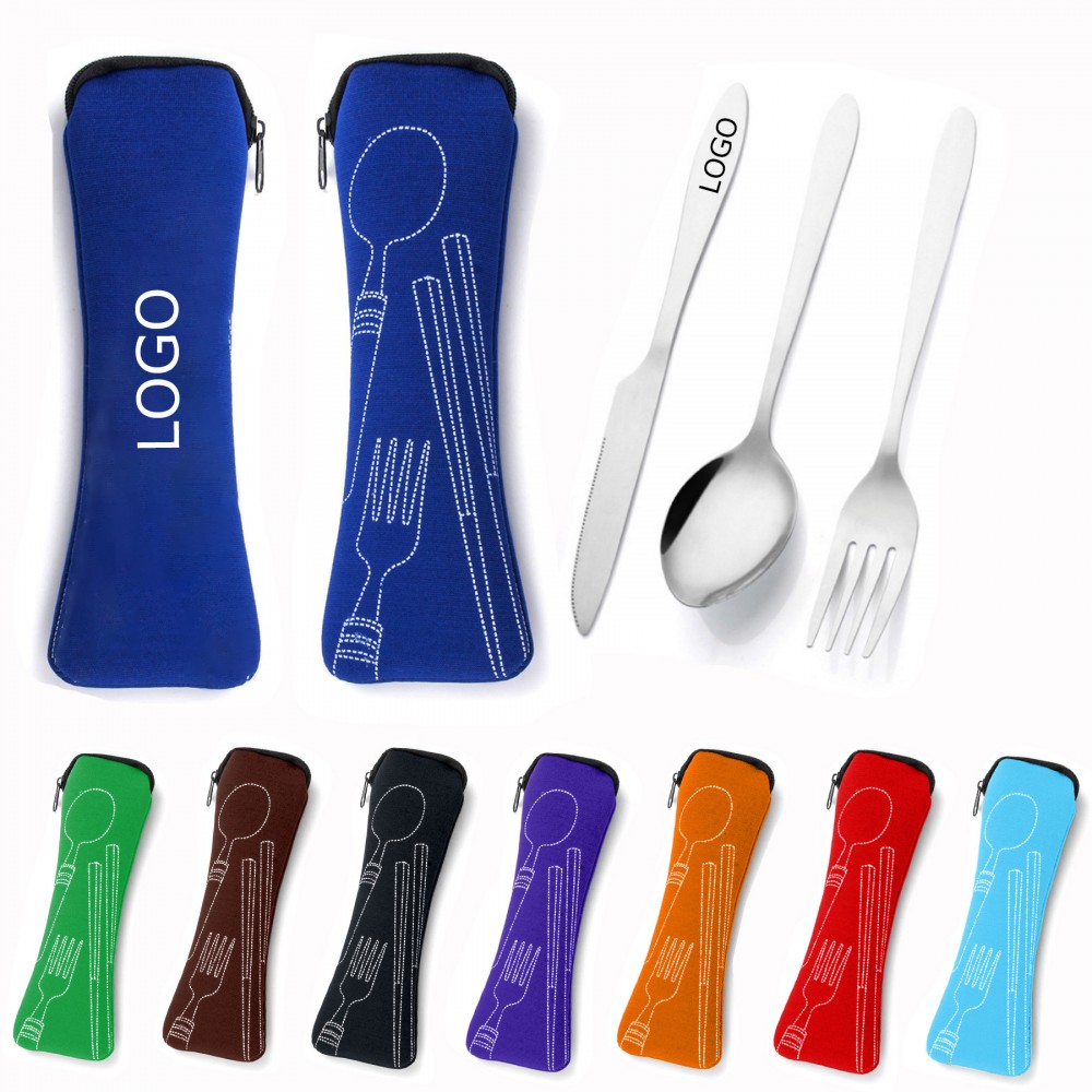 Custom Printed Three-piece Stainless Steel Cutlery Custom Printed Three-piece Stainless Steel Cutlery