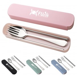 Stainless Steel Portable Cutlery Set with Fork Spoon Chopsticks with Logo  Stainless Steel Portable Cutlery Set with Fork Spoon Chopsticks with Logo
