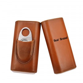 Leather Cigar Protector with Cigar Cutter Custom Printed