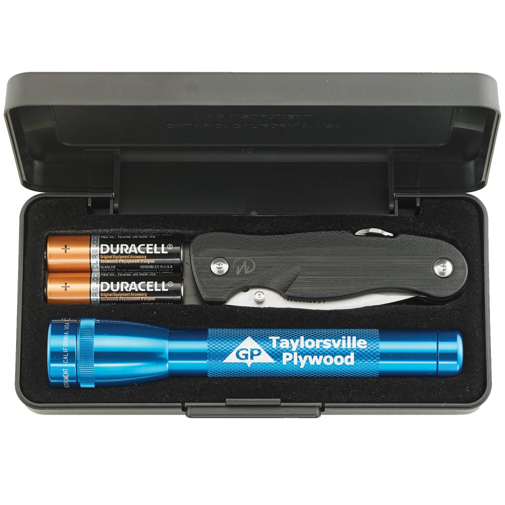 Custom Imprinted AA Minimaglite With Leatherman Crater Pocket Knife Custom Imprinted AA Minimaglite With Leatherman Crater Pocket Knife