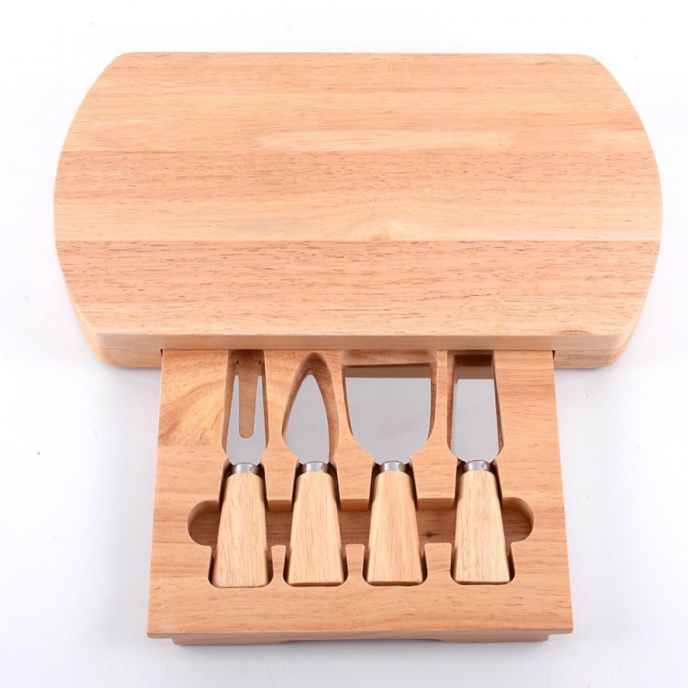 Custom Printed Cheese Board Set w/4-Piece Knife