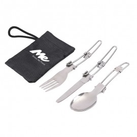 Foldable Spoon Fork Knife Set w/Pouch with Logo