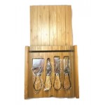 Bamboo Cheese Set with 4 Tools 8" x 8" Logo Branded