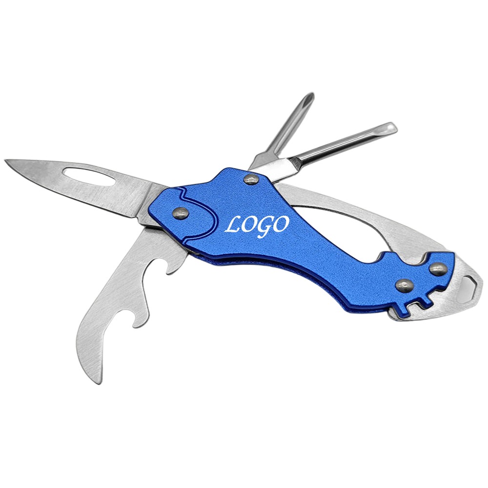 6-in-1 Stainless Steel Multifunctional Camping Folding Knife with Logo