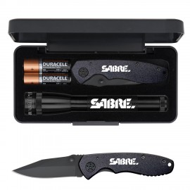 Logo Branded "AA" LED Mini Maglite With Warhawk Pocket Knife  Logo Branded "AA" LED Mini Maglite With Warhawk Pocket Knife