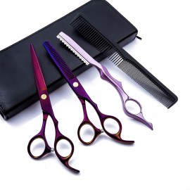 6.0 inch Purple Hair Cutting Scissors Set with Logo